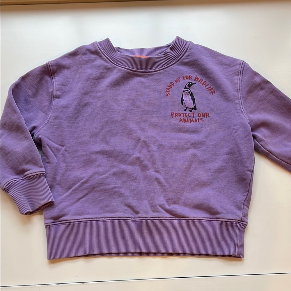 Purple Kids Sweatshirt with Wildlife Print
